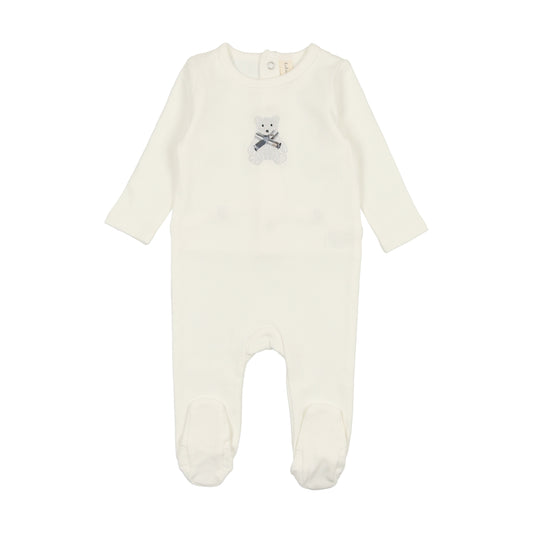 LILETTE WHITE BEAR EMBROIDERED FOOTIE