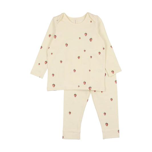 LILETTE IVORY/STRAWBERRY EMBROIDERED FRUIT SET