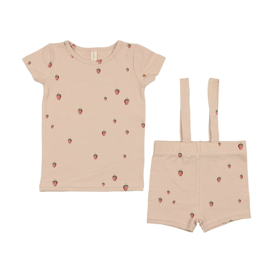 LILETTE PEACH/STRAWBERRY EMBROIDERED FRUIT SHORT SET