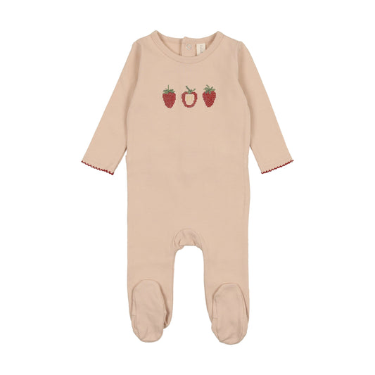 LILETTE PEACH/STRAWBERRY EMBROIDERED FRUIT FOOTIE