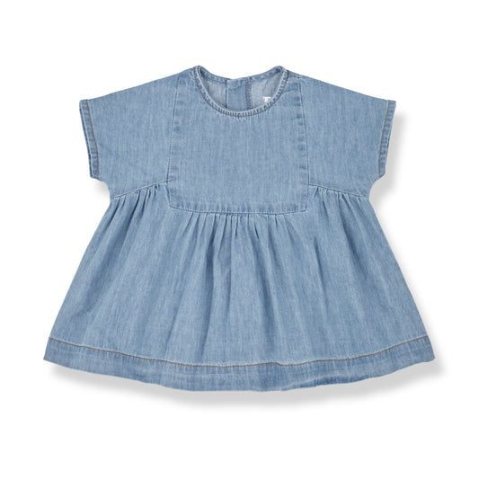 1 + IN THE FAMILY DENIM GATHERED DRESS
