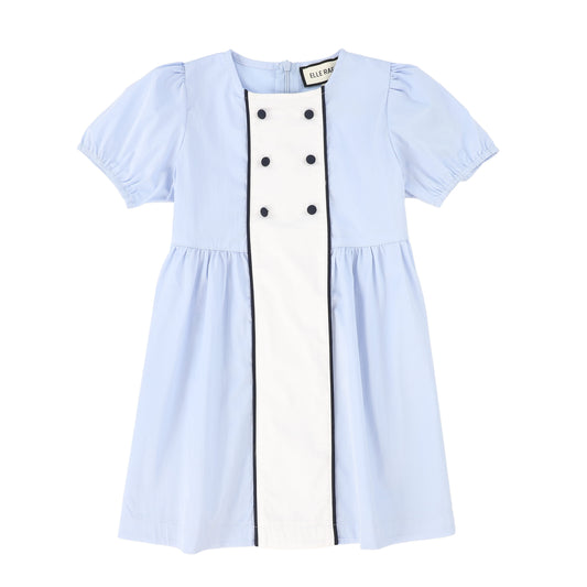 ELLE RAE BLUE DOUBLE BREASTED SS DRESS