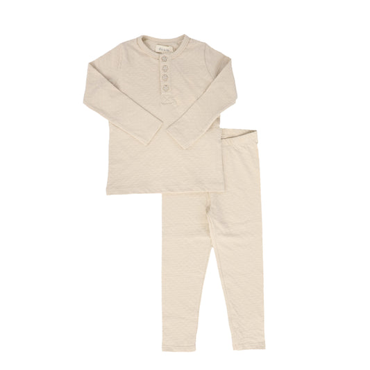 ELY'S & CO TAN POINTELLE STAR PAJAMA SET