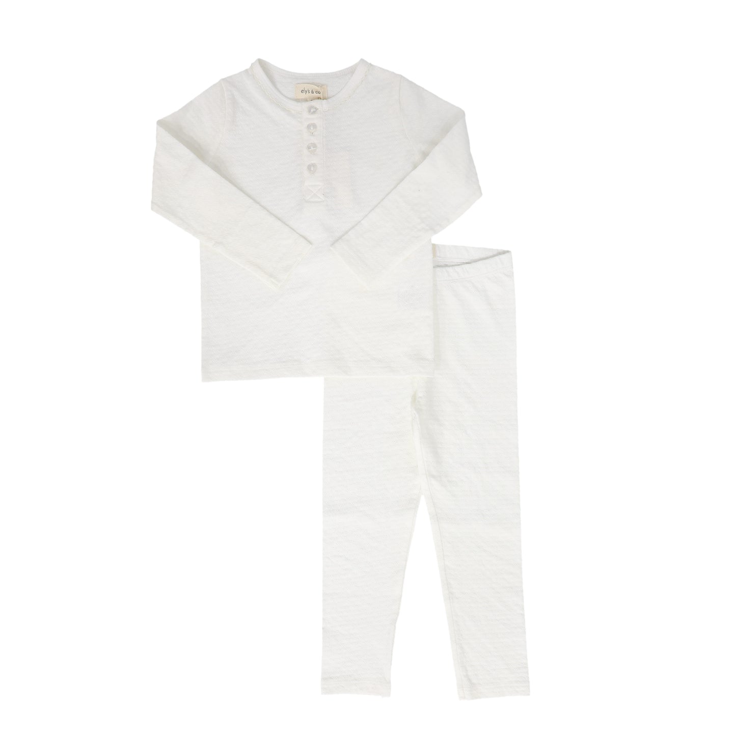 ELY'S & CO WHITE POINTELLE HEART PAJAMA SET