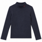 MADELEINE NAVY RIBBED EMBROIDERED MOCKNECK