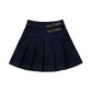 MADELEINE DARK BLUE DENIM PLEATED BUCKLE SKIRT