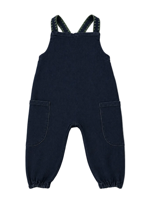 MADELEINE DARK BLUE DENIM POCKET OVERALLS