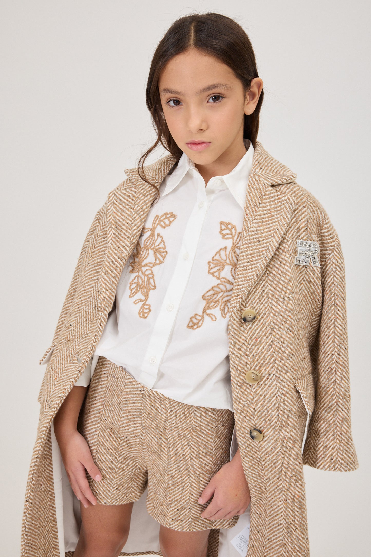 ERMANO SCERVINO WHITE EMBROIDERED FLORAL BUTTON DOWN SHIRT