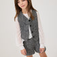 ERMANO SCERVINO BLACK CHEVRON WOOL BUTTON VEST