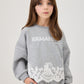 ERMANO SCERVINO HEATHER GREY LACE TRIM SWEATSHIRT