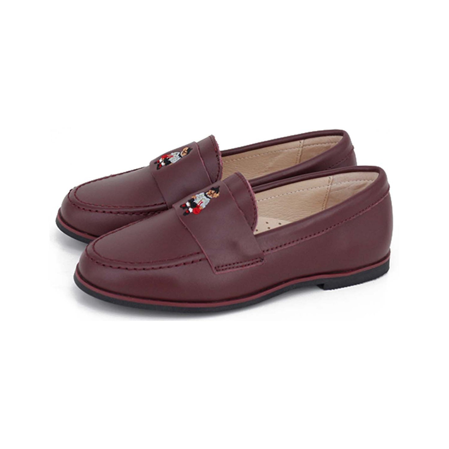 CAMILLE KIDS BURGUNDY LEATHER POLO BEAR LOAFER