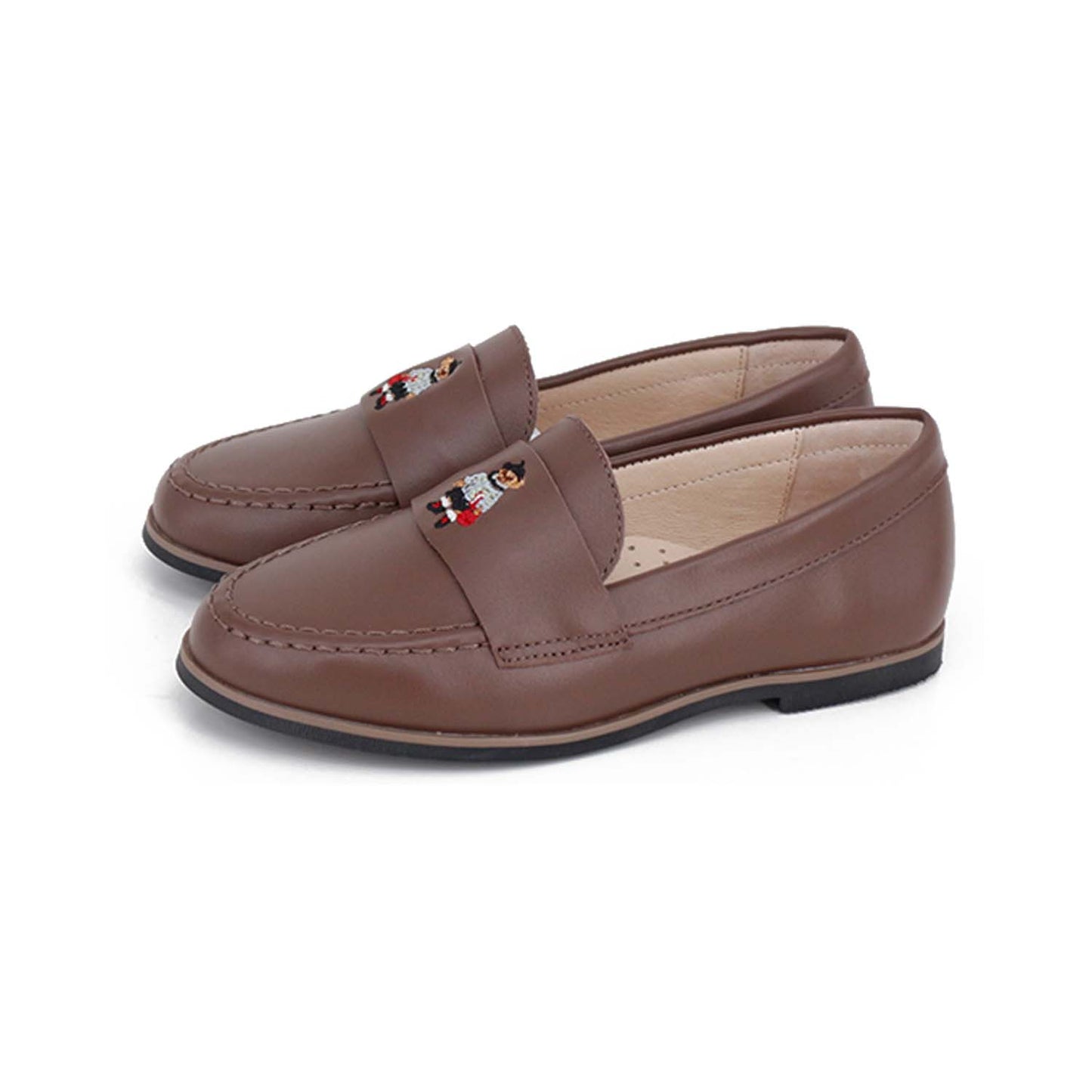 CAMILLE KIDS CHOCOLATE BROWN LEATHER POLO BEAR LOAFER