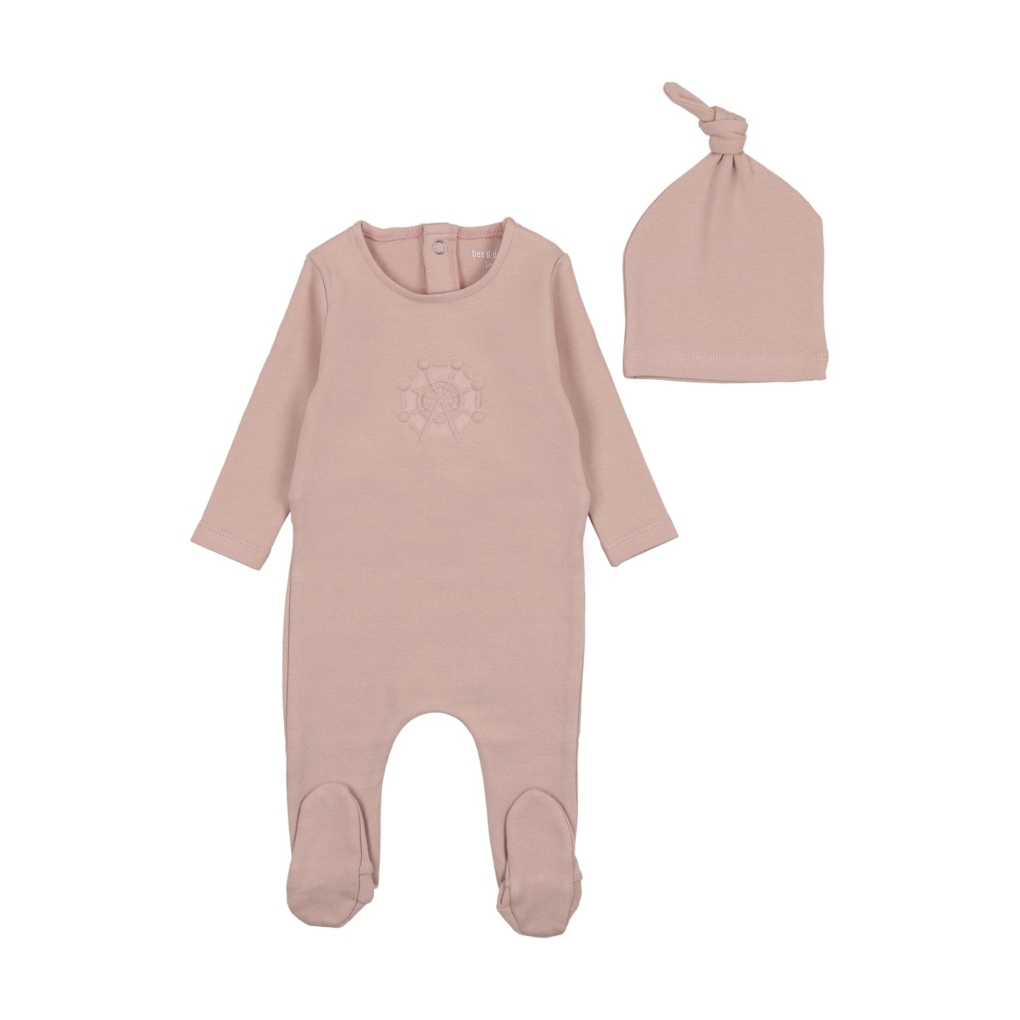 BEE & DEE PINK EMBOSSED FOOTIE + BEANIE