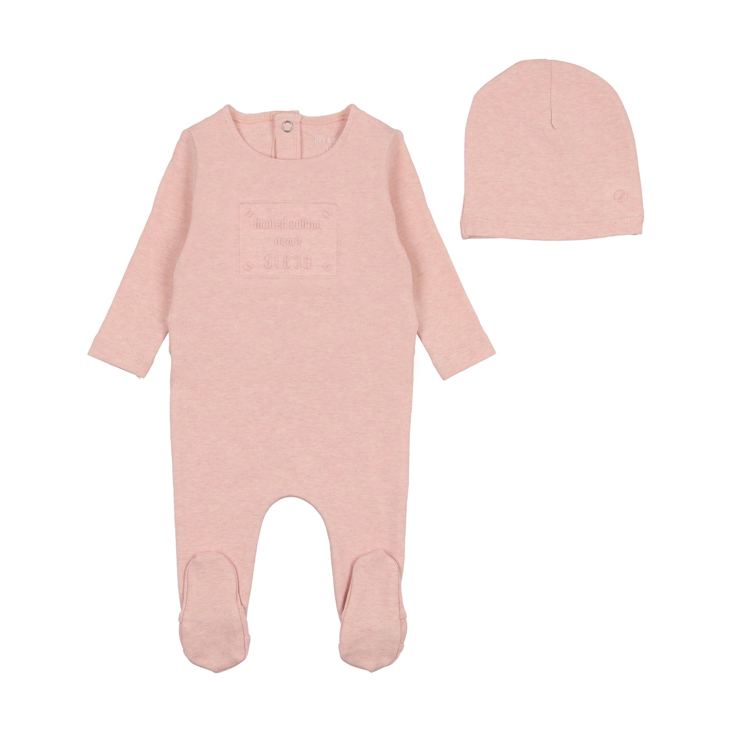 BEE & DEE PINK EMBOSSED FOOTIE + BEANIE