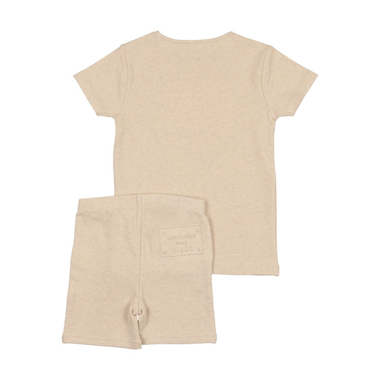 BEE & DEE BEIGE EMBOSSED SHORTS SET