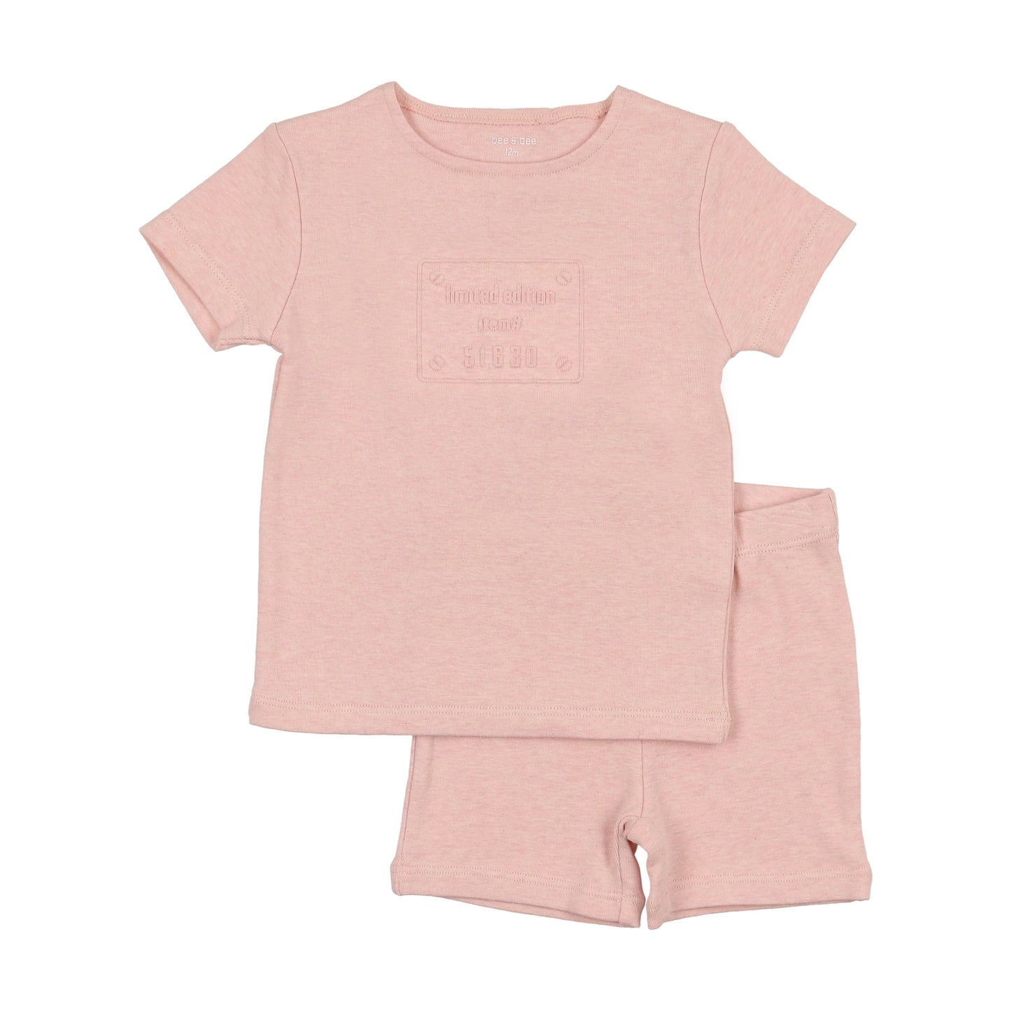 BEE & DEE PINK EMBOSSED SHORTS SET