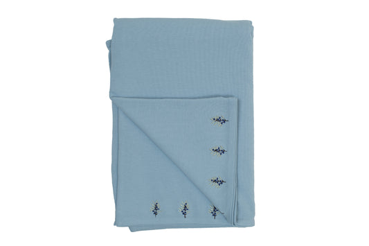 BEE & DEE BLUE FOG EMBROIDERED GATHERED BLANKET [FINAL SALE]