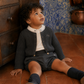 RETRO KID CHARCOAL/CREAM BUTTON DOWN SET