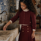 RETRO KID BURGUNDY BUTTON PLEATED SKIRT