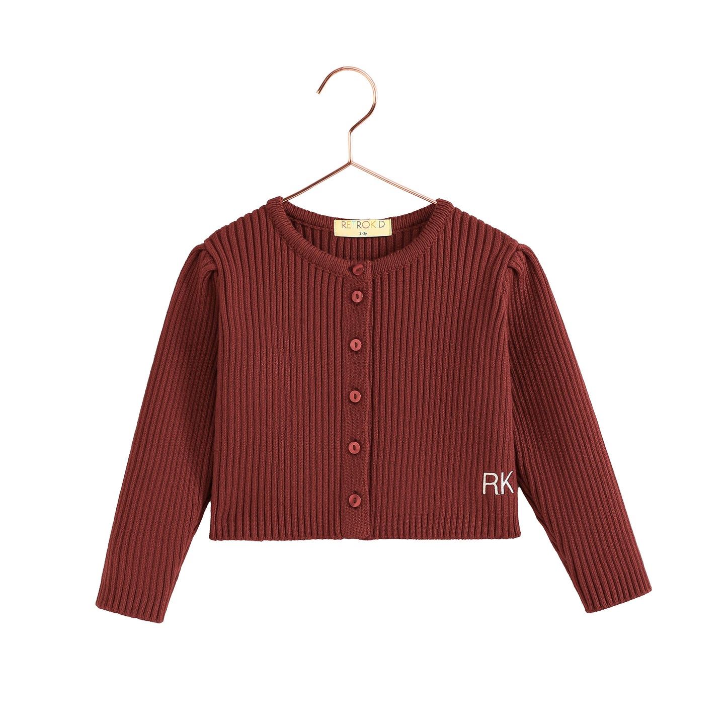 RETRO KID BURGUNDY CARDIGAN