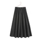 RETRO KID CHARCOAL WOOL PLEAT MAXI SKIRT