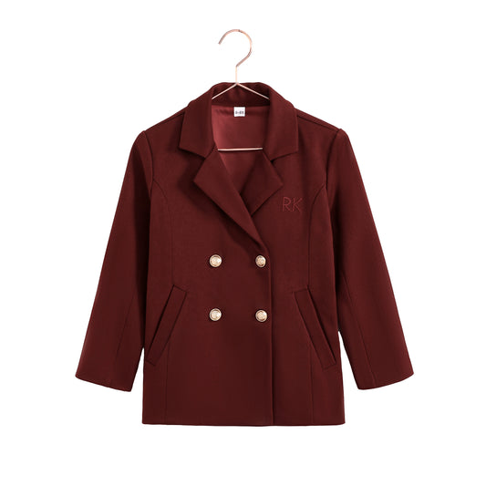 RETRO KID BURGUNDY BUTTON BLAZER