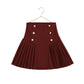 RETRO KID BURGUNDY BUTTON PLEATED SKIRT