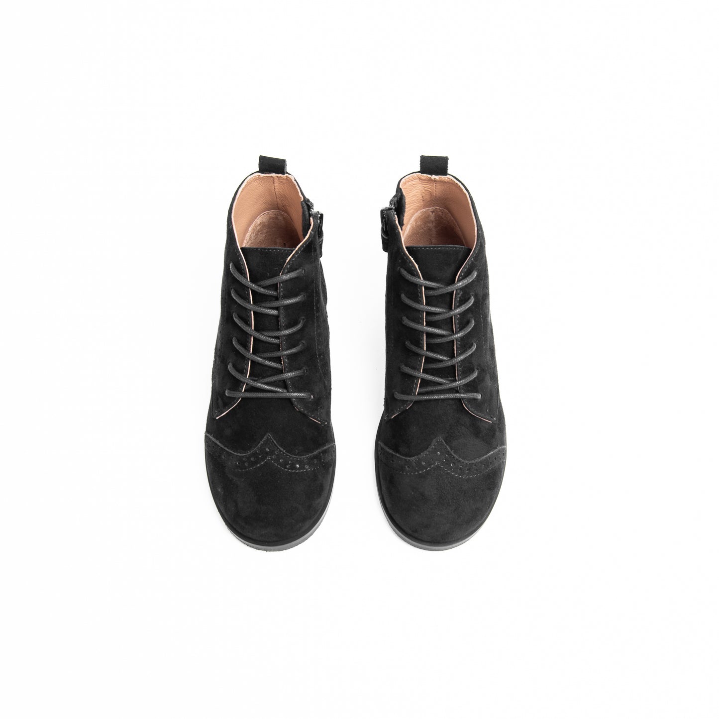 CAMILLE KIDS BLACK SUEDE WING TIP BOOTIES