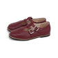 CAMILLE KIDS BURGUNDY DOUBLE BUCKLE T-STRAP SHOE