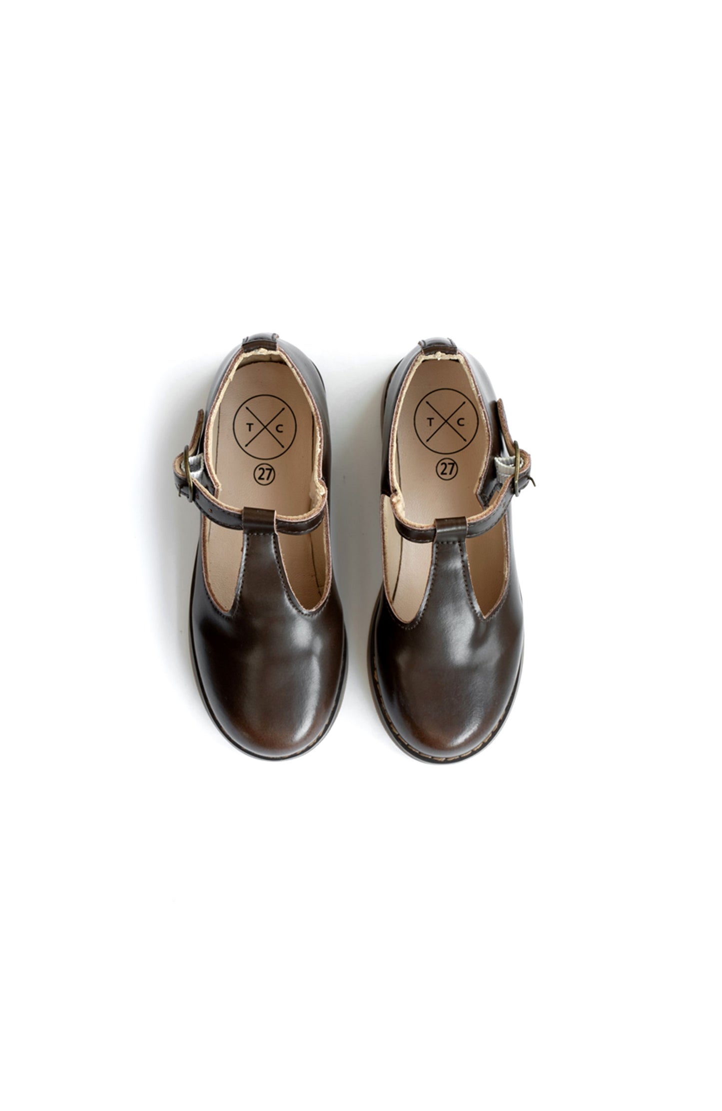 TANNERY & CO BROWN LEATHER T-STRAP SHOES