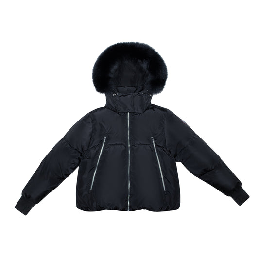 ELLABEE BLACK ZIPPER PUFFER COAT