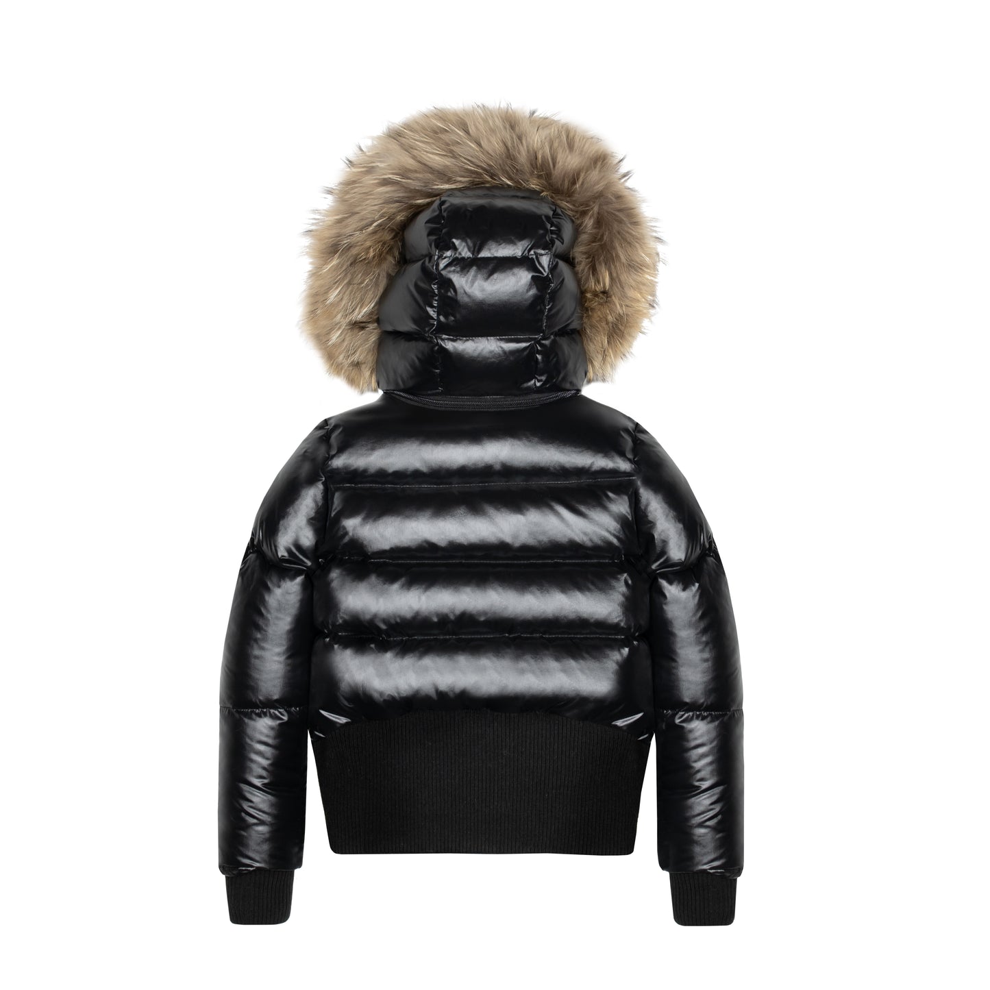 ELLABEE BLACK/PINK ZIPPER FUR TRIM COAT