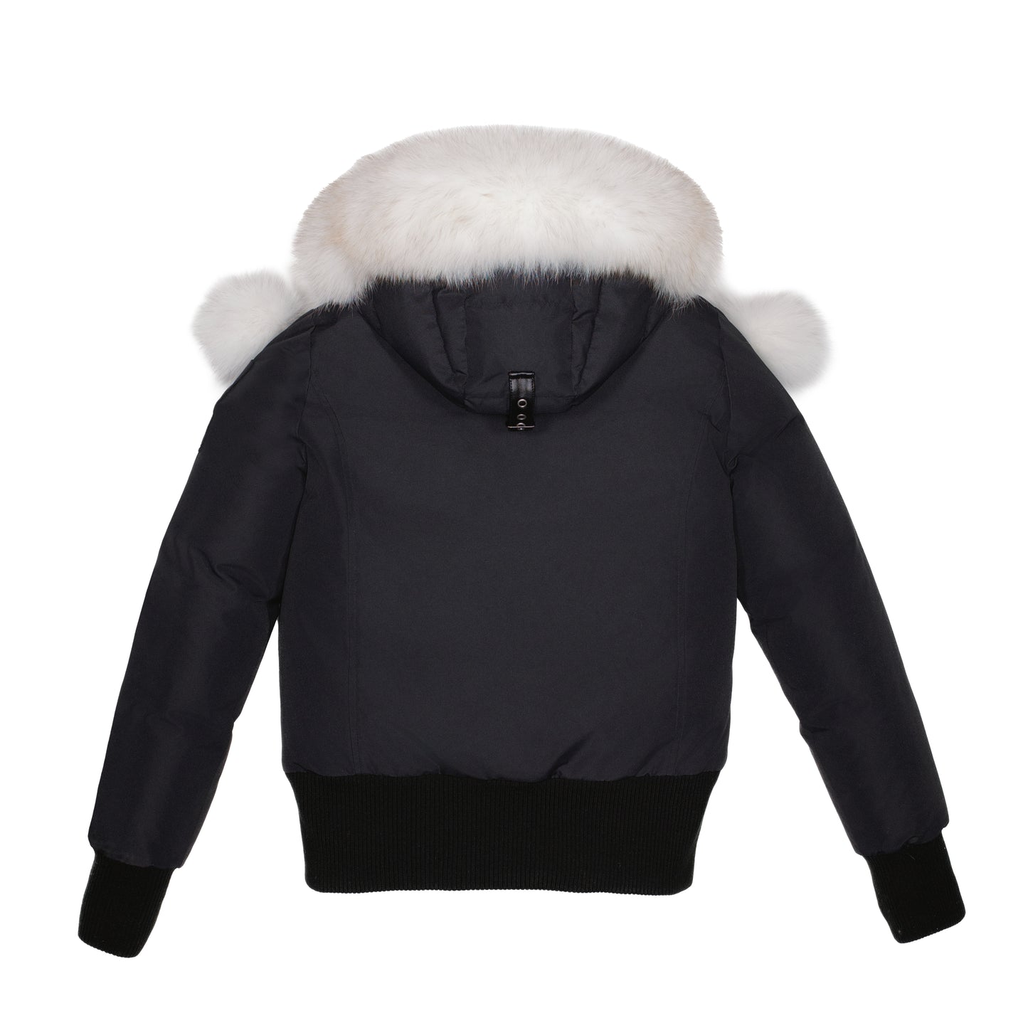 ELLABEE BLACK/WHITE FUR TRIM POM POM COAT