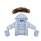 ELLABEE LIGHT BLUE FUR TRIM PUFFER COAT