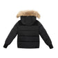 ELLABEE BLACK/NATURAL CORDUROY FUR TRIM COAT