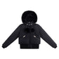 ELLABEE BLACK CANVAS POMPOM COAT
