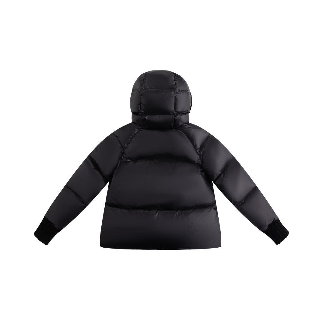 ELLABEE BLACK KNIT TRIM PUFFER COAT