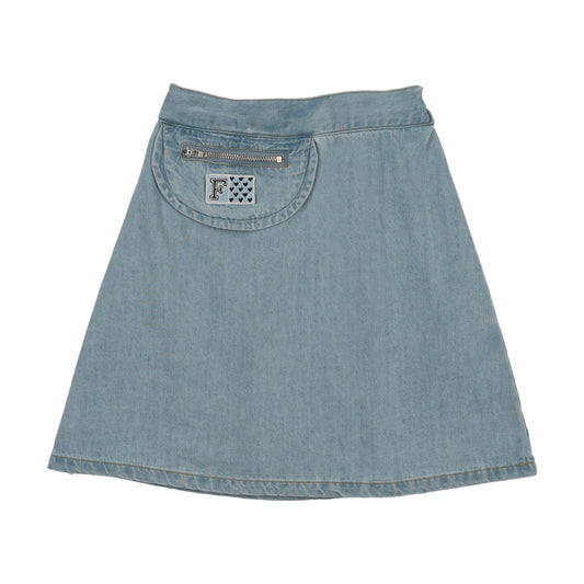 FROO STYLE DENIM WASH POCKET SKIRT