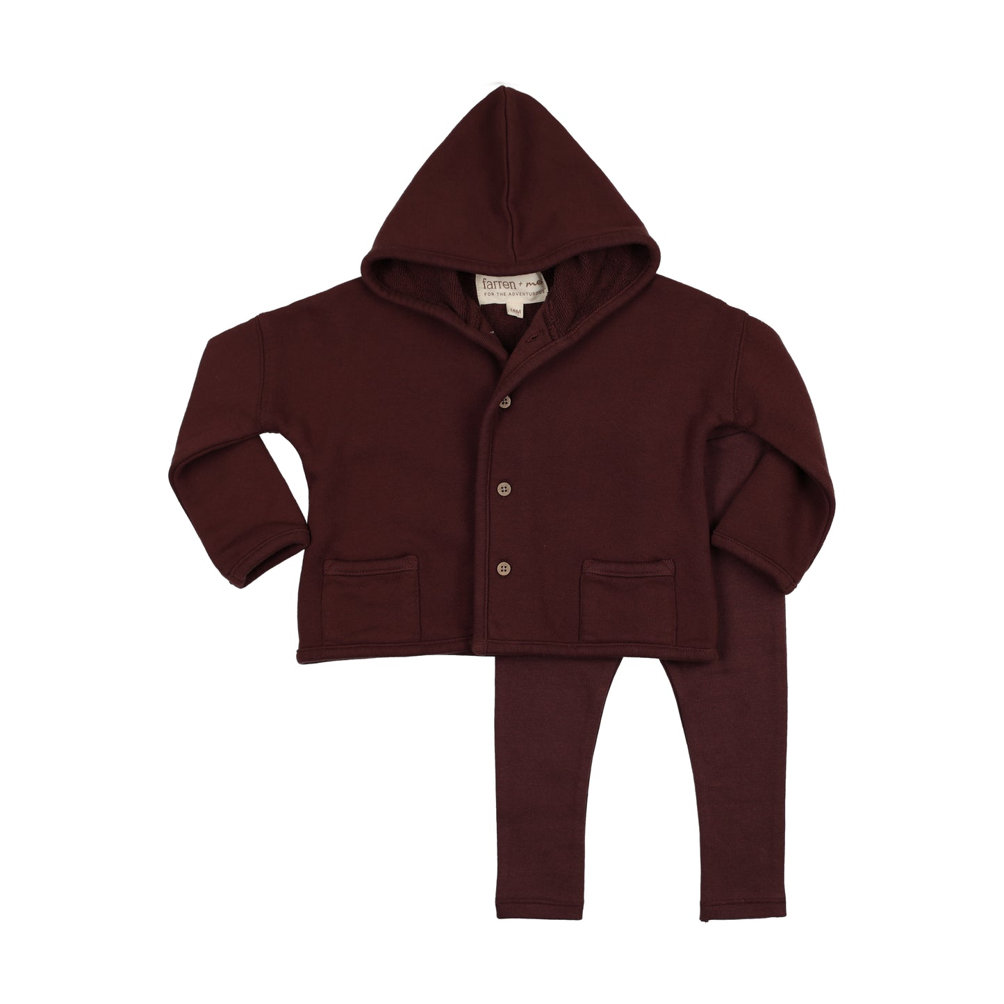 FARREN + ME BURGUNDY WASHED CARDIGAN SET