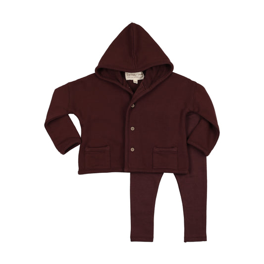 FARREN + ME BURGUNDY WASHED CARDIGAN SET