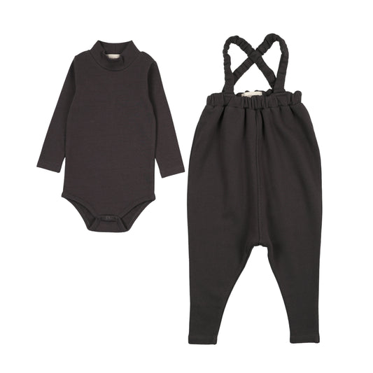 FARREN + ME BLACK WASHED SUSPENDER PANT SET