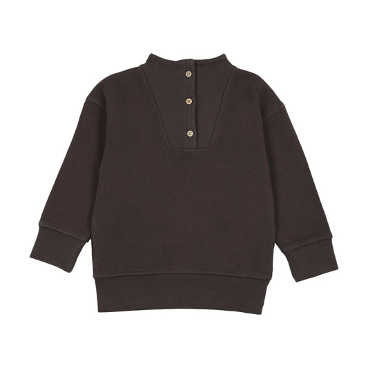 FARREN + ME BLACK WASHED BUTTON SWEATSHIRT
