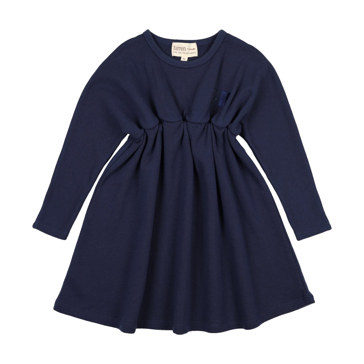 FARREN + ME BLUE WASHED PUFF SLEEVE DRESS