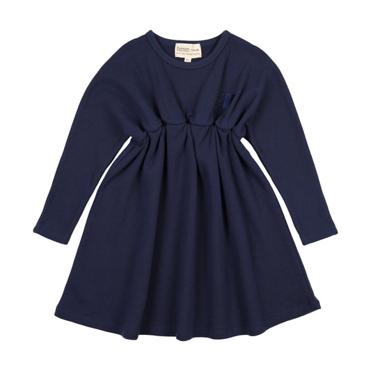 FARREN + ME BLUE WASHED PUFF SLEEVE DRESS
