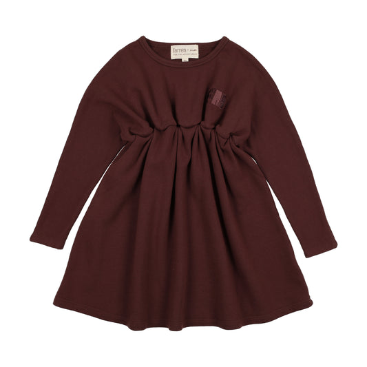 FARREN + ME BURGUNDY WASHED PUFF SLEEVE DRESS