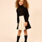 LITTLE PARNI BLACK/CREAM TWO TONE PLEATED SKIRT