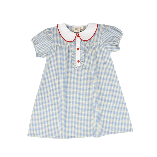 FLOSS BLUE GINGHAM TRIM COLLAR DRESS