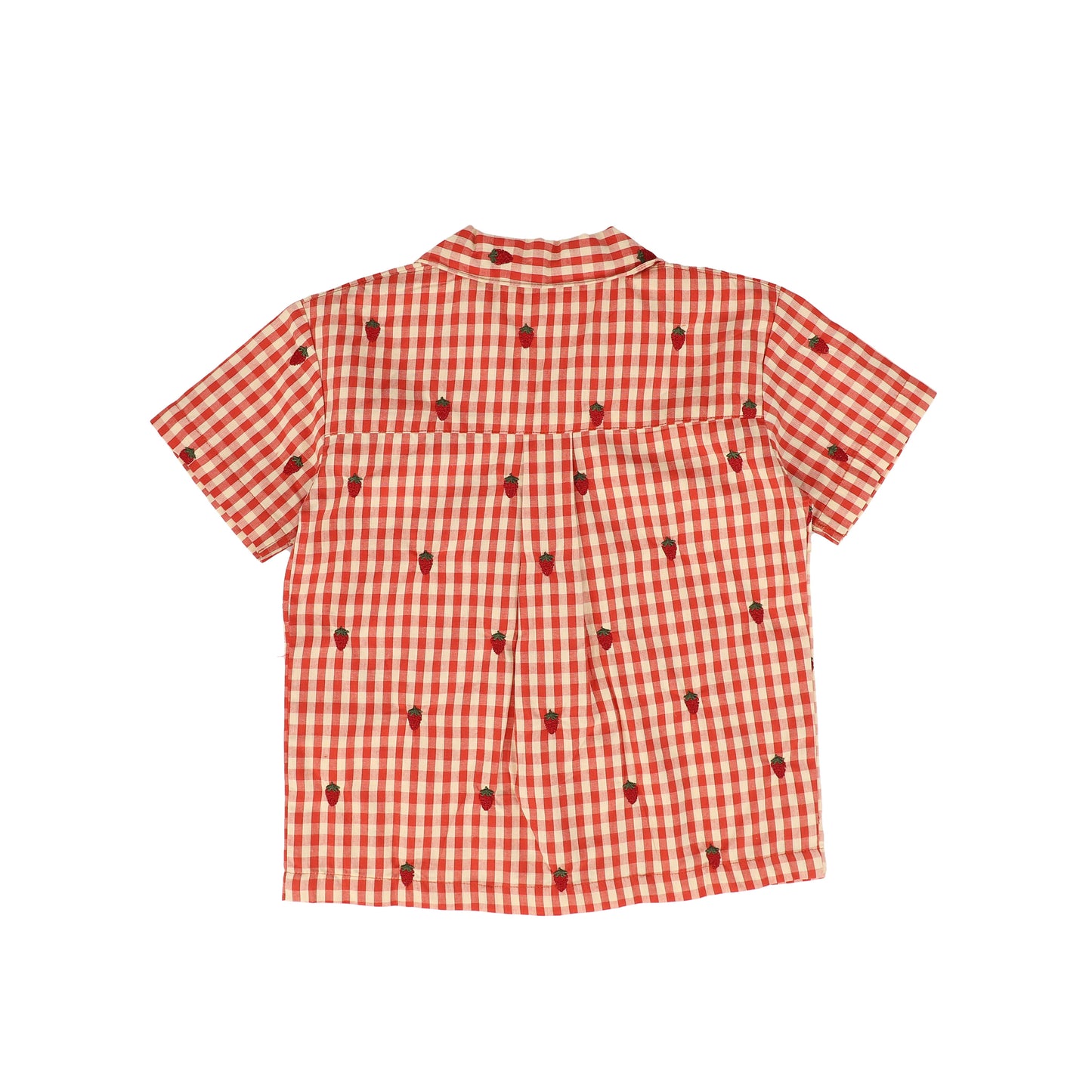 FLOSS RED CHECKED STRAWBERRY EMBROIDERED SHIRT