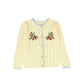 FLOSS PALE YELLOW POINTELLE EMBROIDERED CARDIGAN