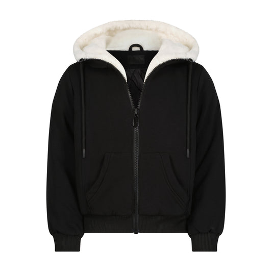 SCOTCH BONNET BLACK/OFF WHITE FUR LINED SWEATSHIRT